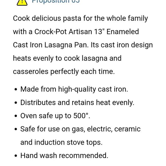 Crockpot Artisan 13" Enameled Cast Iron Lasagna Pan- Scarlet Red - Picture 6 of 10